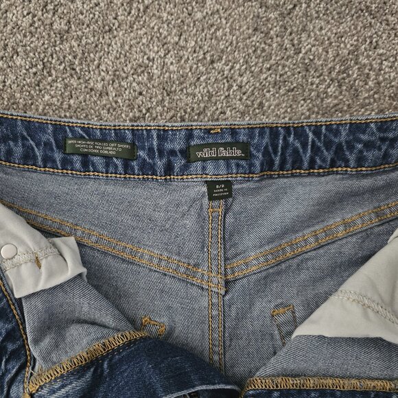 WILD FABLE super high-rise SHORTS rolled cuff DISTRESS cotton SPANDEX - Picture 5 of 8